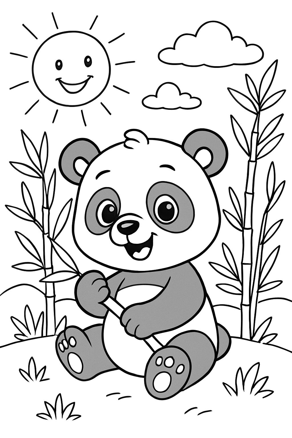 A panda with bamboo