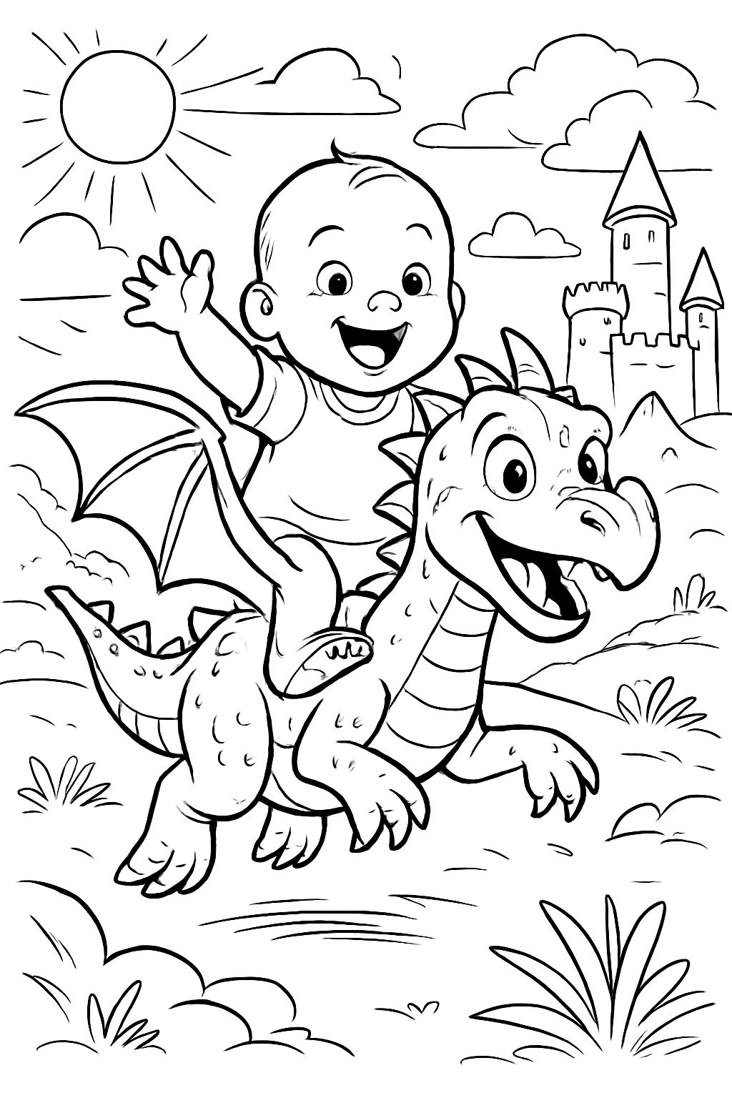 A baby with a dragon friend