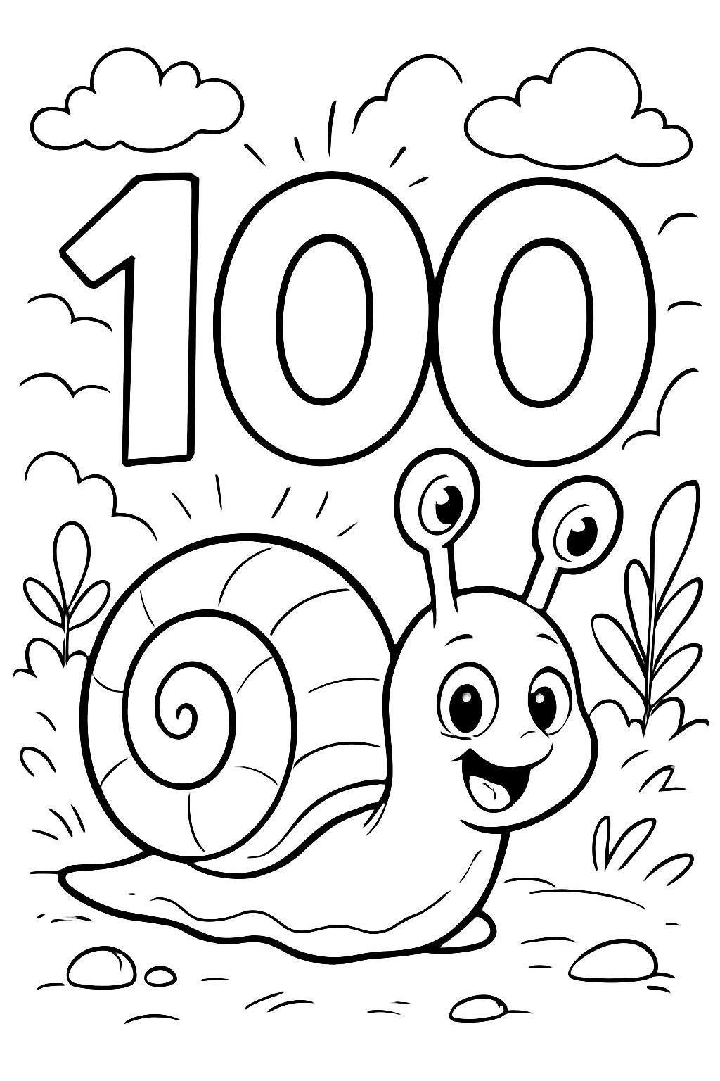 A baby snail next to a number 100