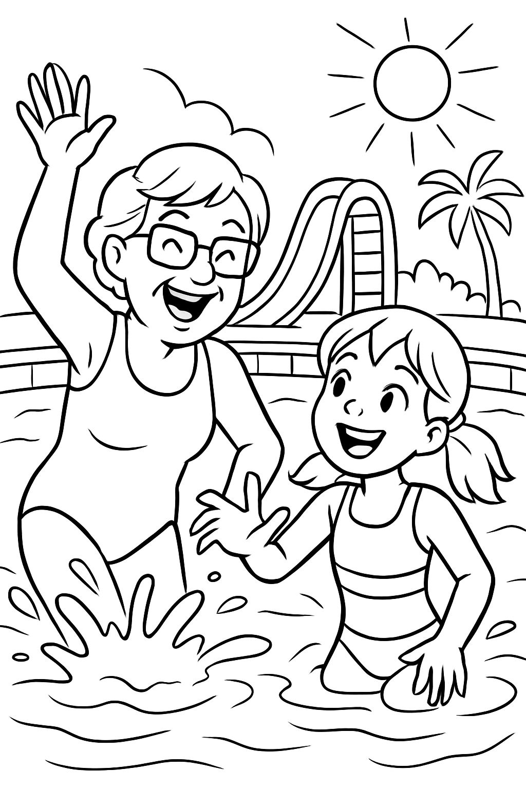Young grandmother with granddaughter at the swimming pool Young grandmother with granddaughter at the swimming pool
