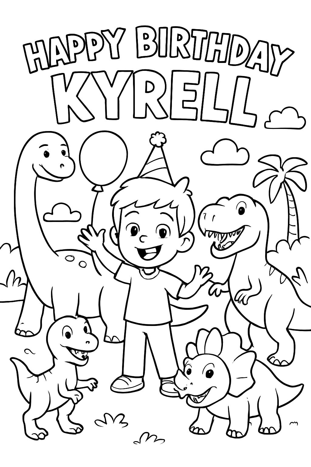 Happy Birthday Kyrell with dinosaurs