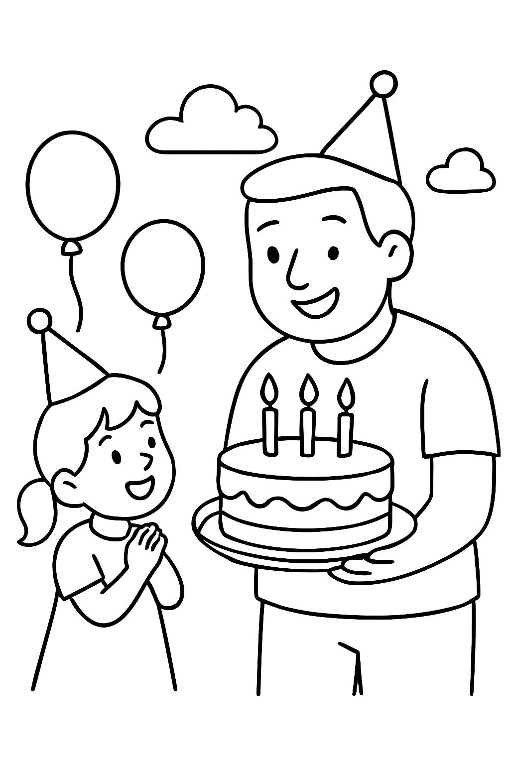 Um homem faz aniversário e celebra com uma menina pequena Um homem faz aniversário e celebra com uma menina pequena