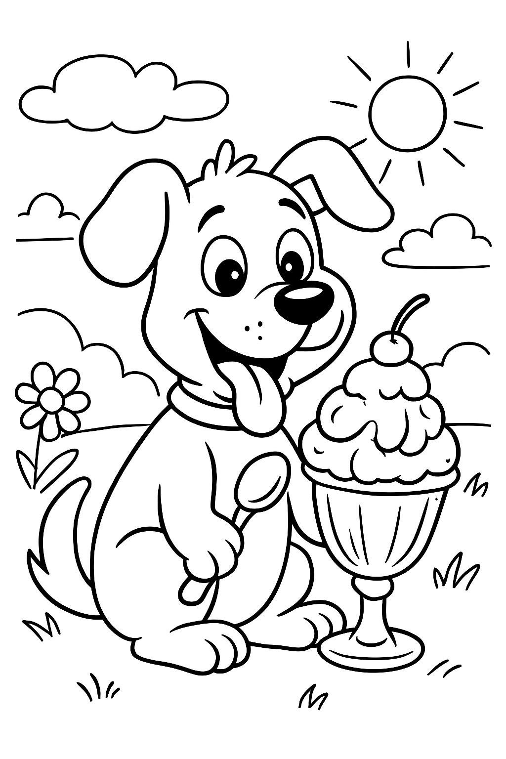 A bruster's dog with a sundae.