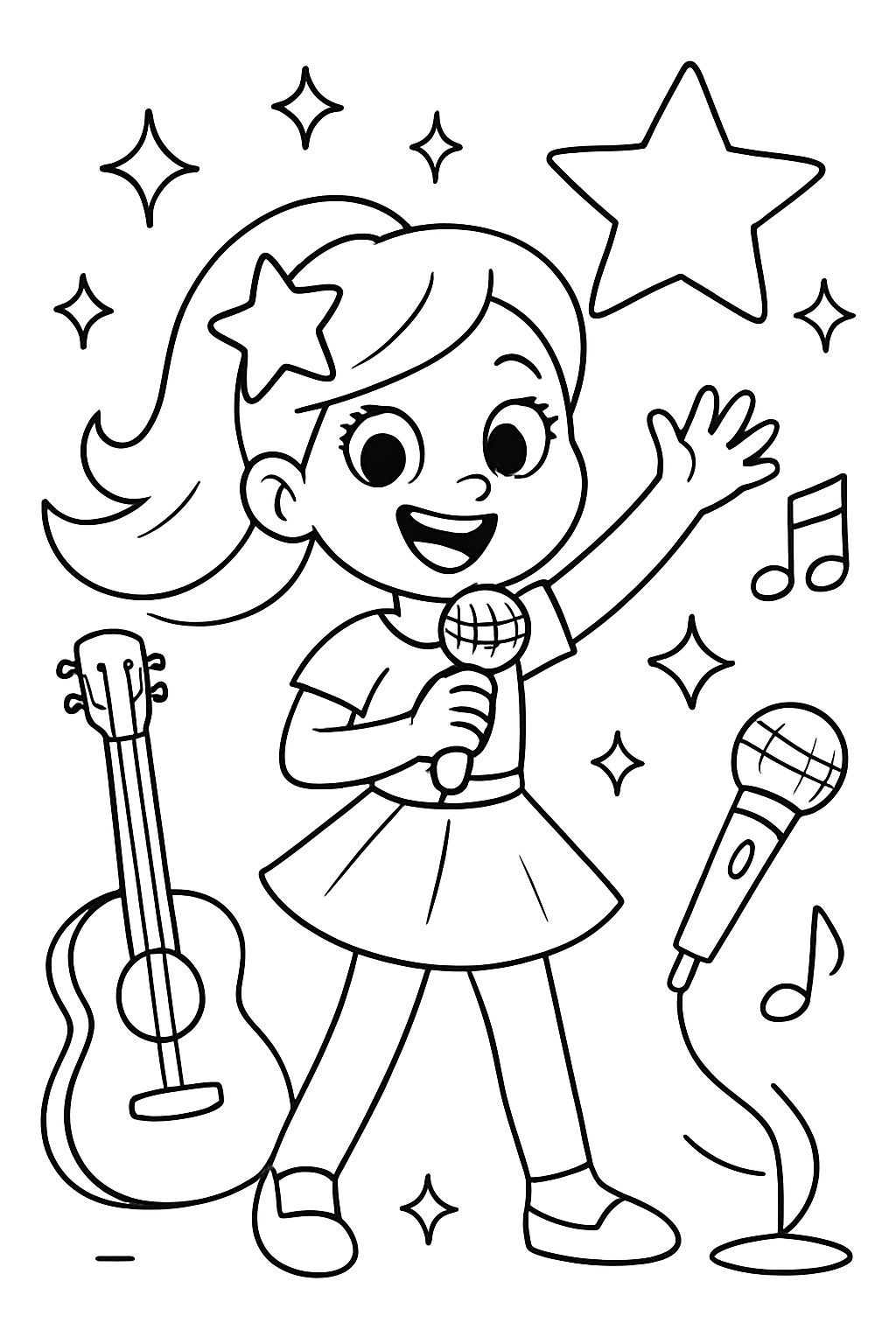 A popstar themed coloring page without a person on it. Maybe add some sparkles and microphones and guitars and other pop star life stuff. A popstar themed coloring page without a person on it. Maybe add some sparkles and microphones and guitars and other pop star life stuff.