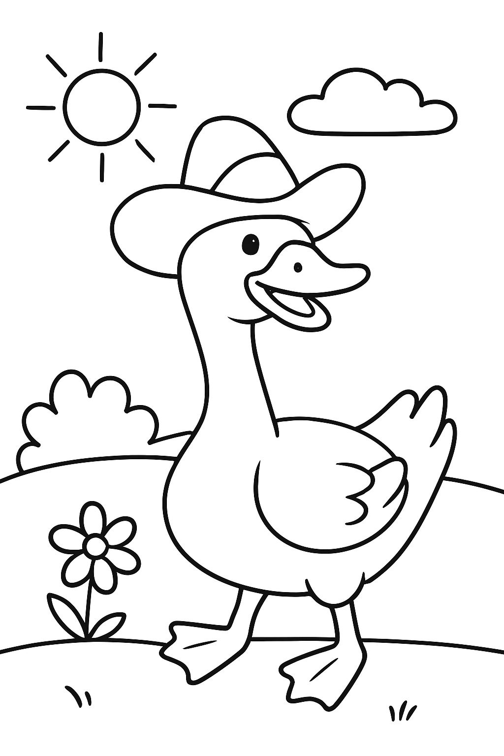 silly goose with cowboy hat