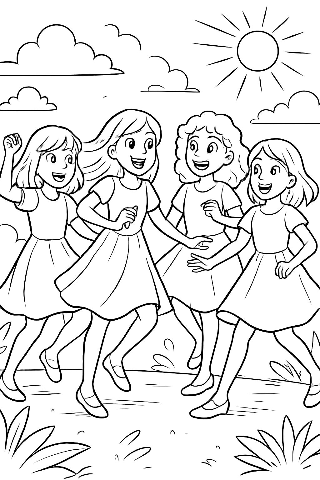 4 amies adolescentes avec des robes 4 amies adolescentes avec des robes