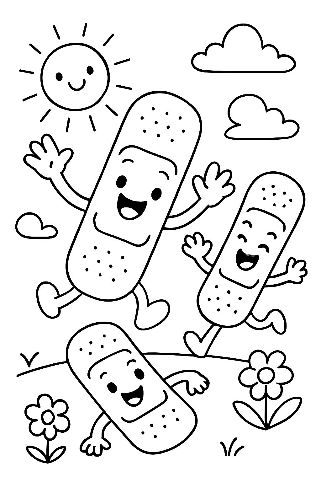 bandages avec des visages heureux