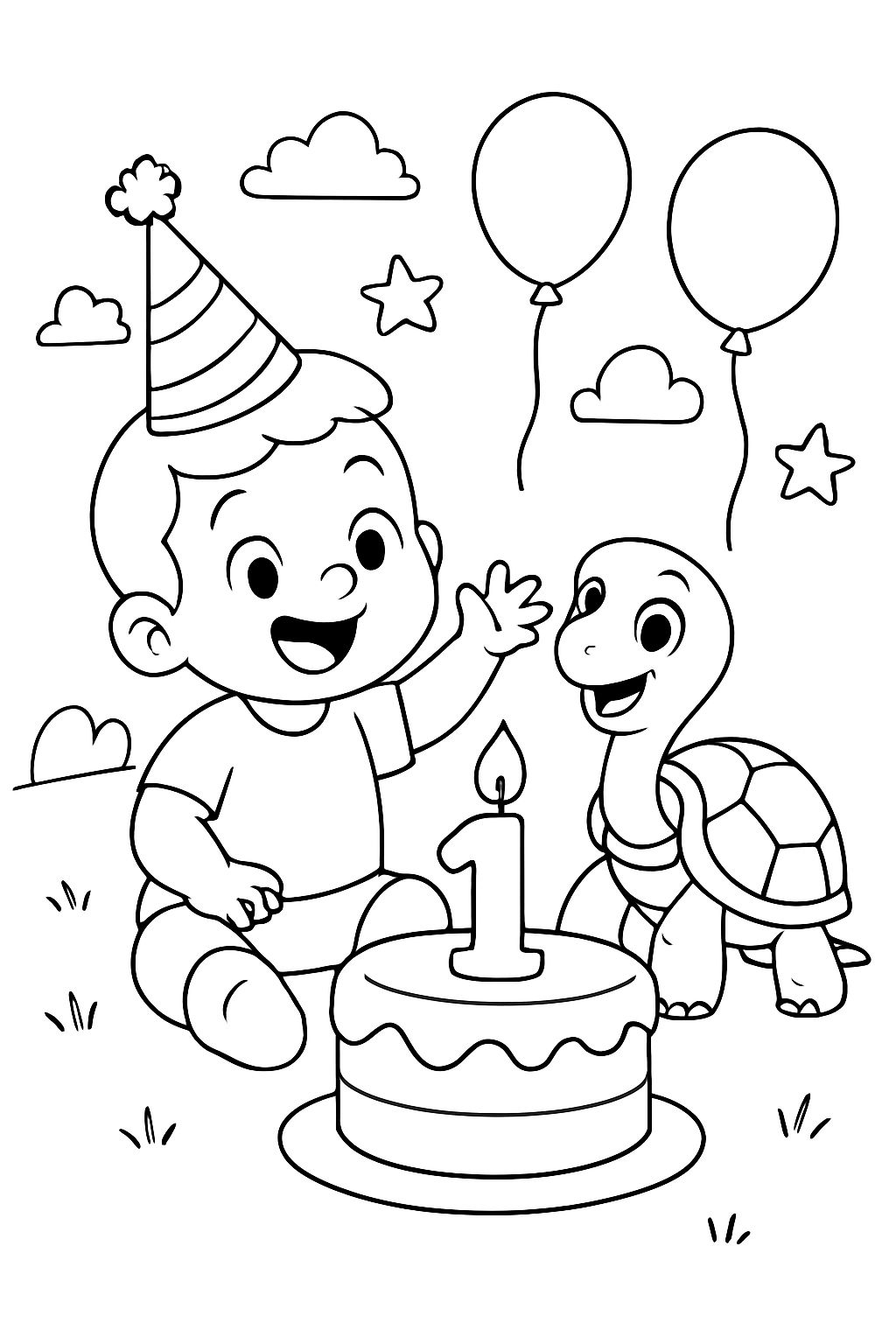 Happy 1st birthday Easton with a turtle Happy 1st birthday Easton with a turtle