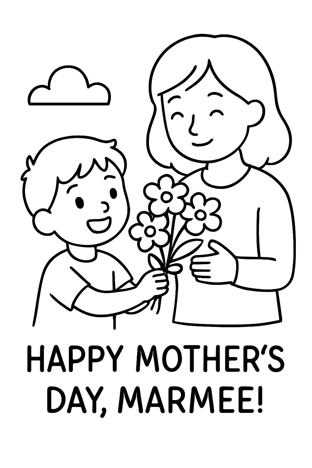 A mother's day picture from a grandson to his 'Marmee'.