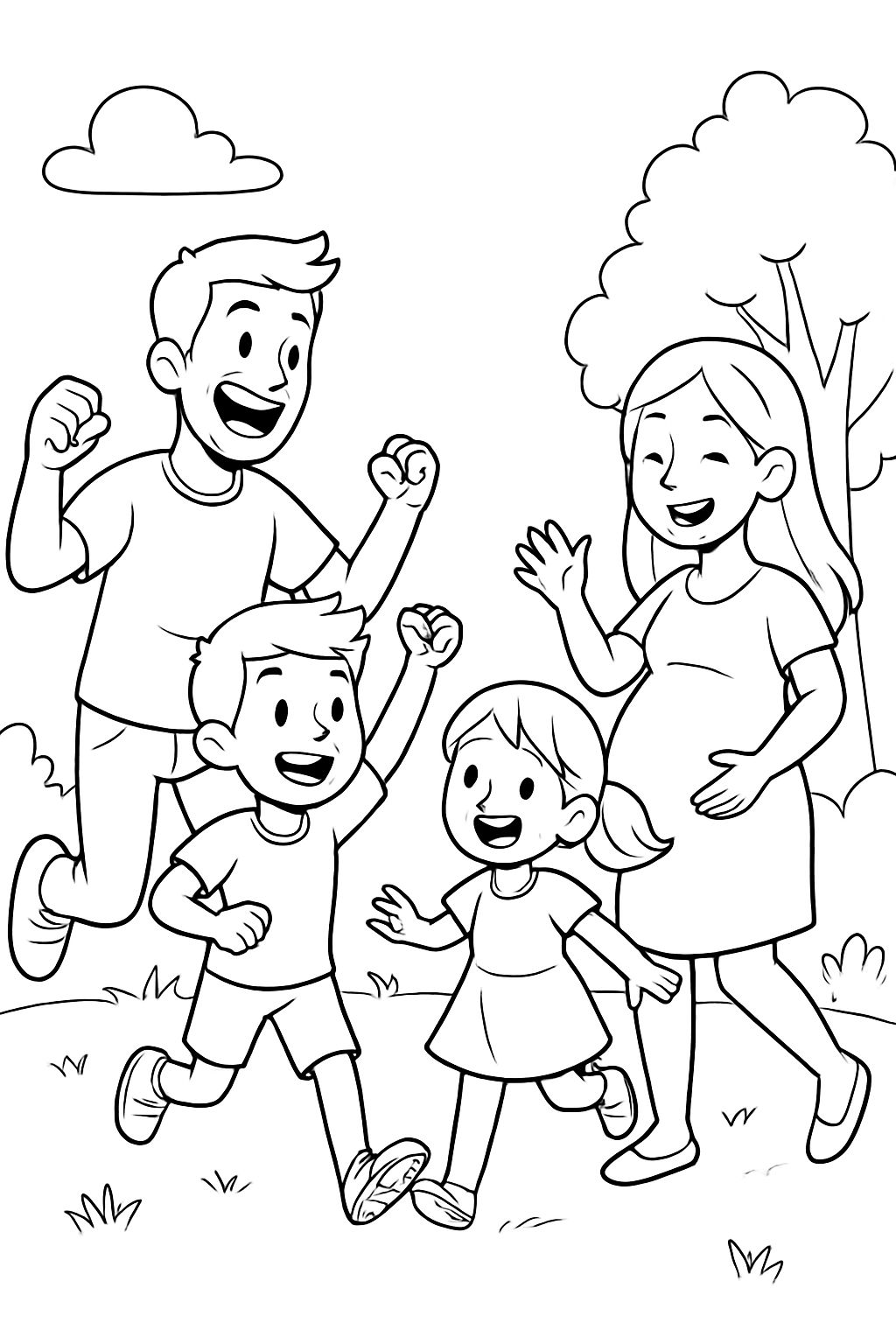 Dad + big brother + little sister + pregnant mom
