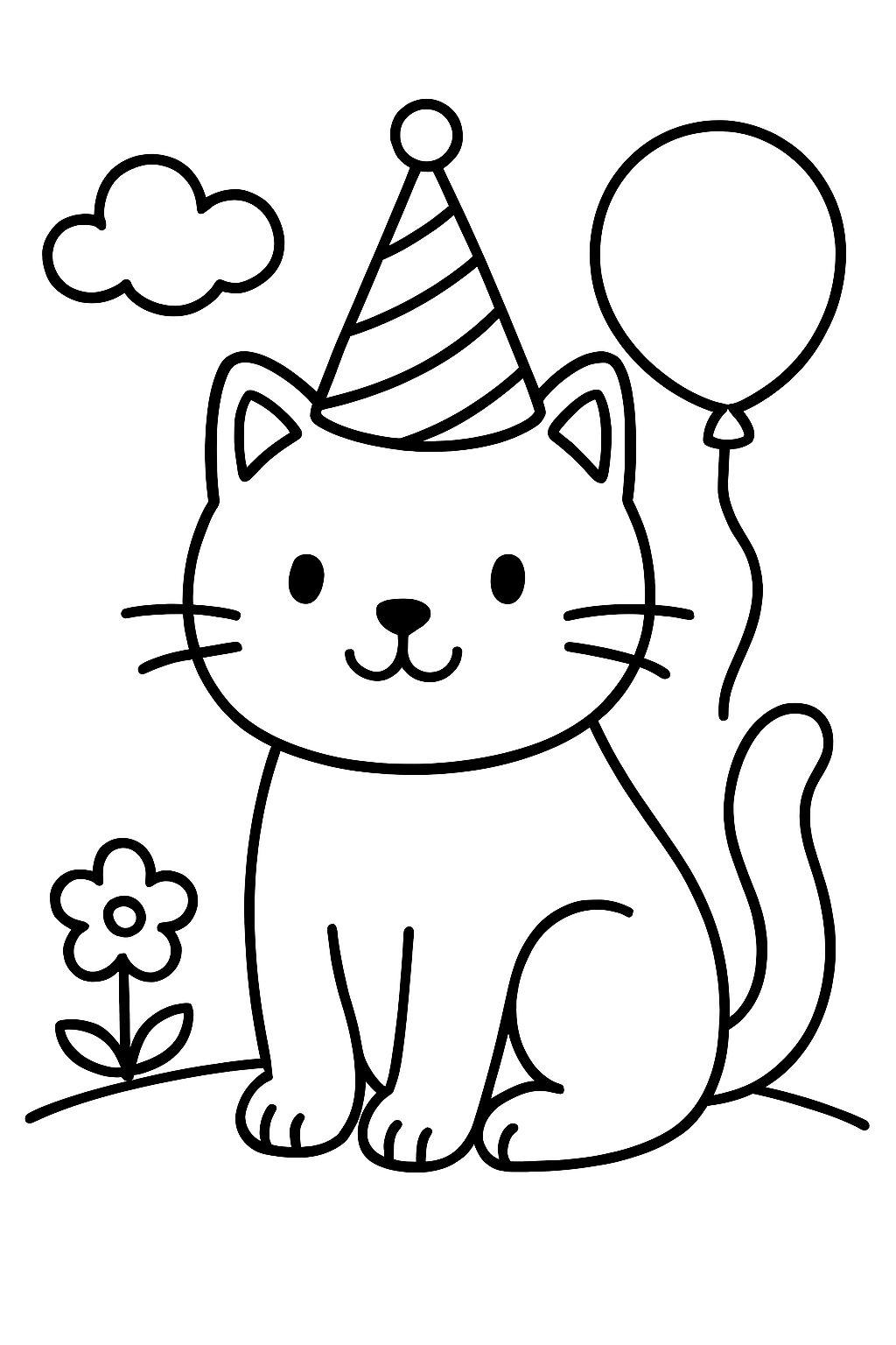 eine Katze mit einem Geburtstags-Hut