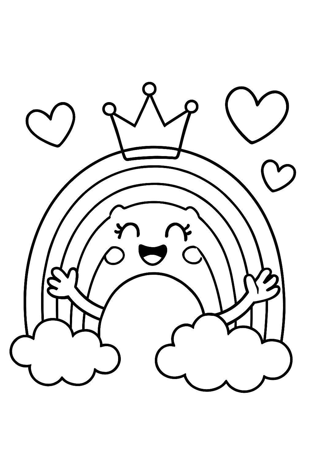 regenbogen mit gesicht und krone und herzen ls wolken regenbogen mit gesicht und krone und herzen ls wolken