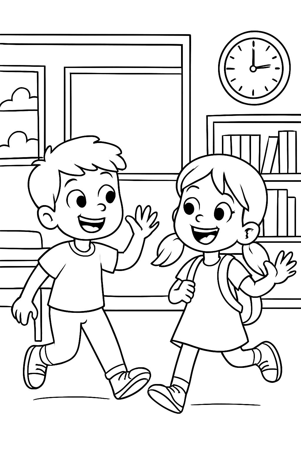 Um menino e uma menina na escola Um menino e uma menina na escola