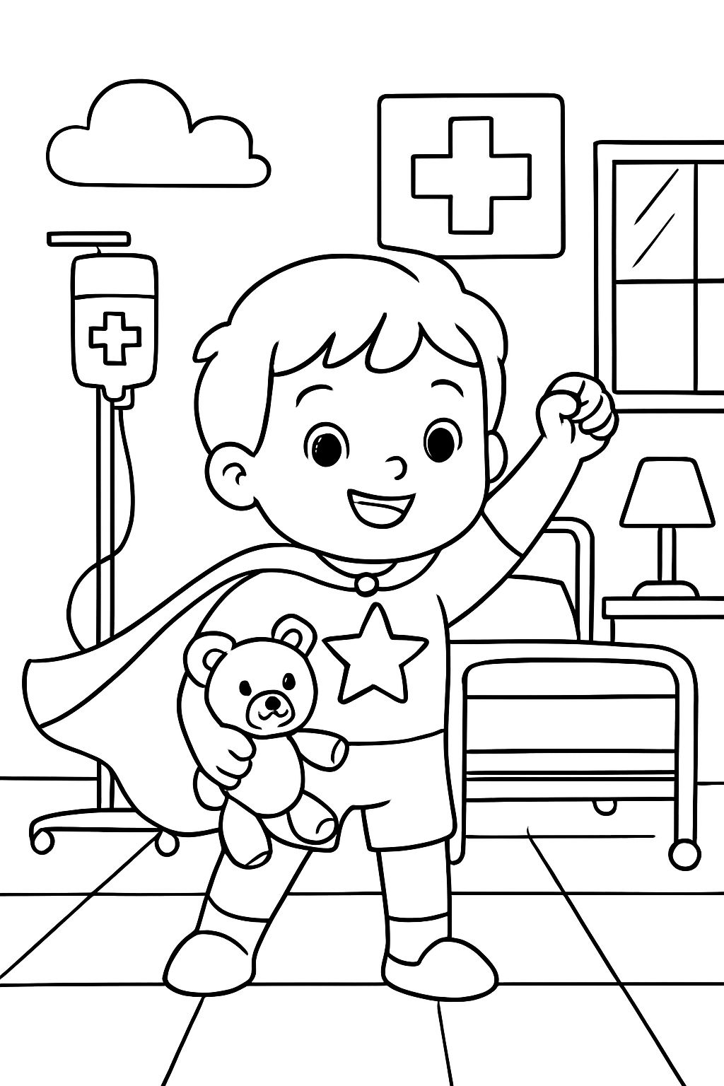 Ein heldenhafter Junge im Krankenhaus Ein heldenhafter Junge im Krankenhaus