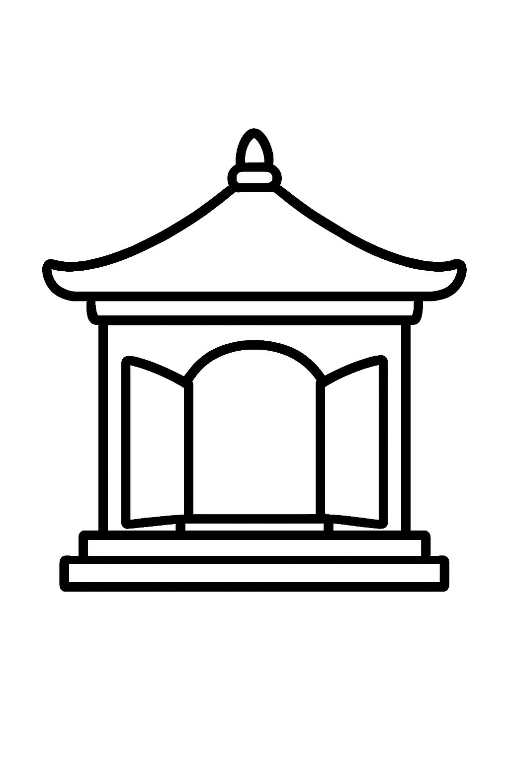 temple de style ancien avec des portes ouvertes