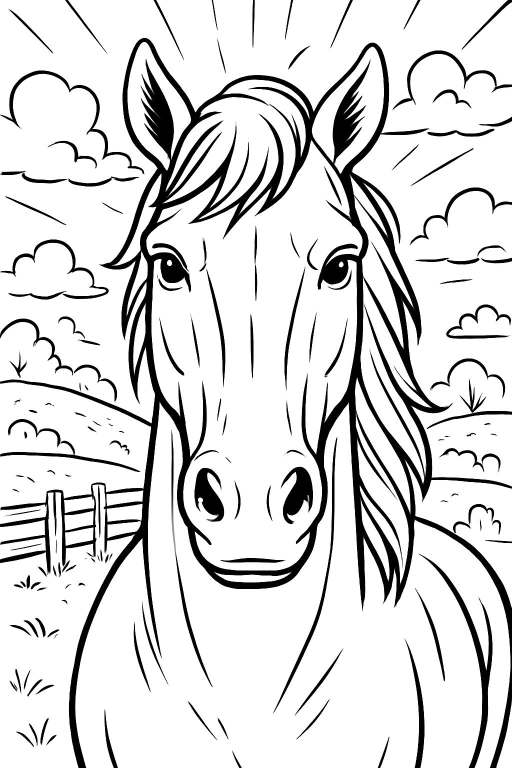 Horse head from the front without laughing