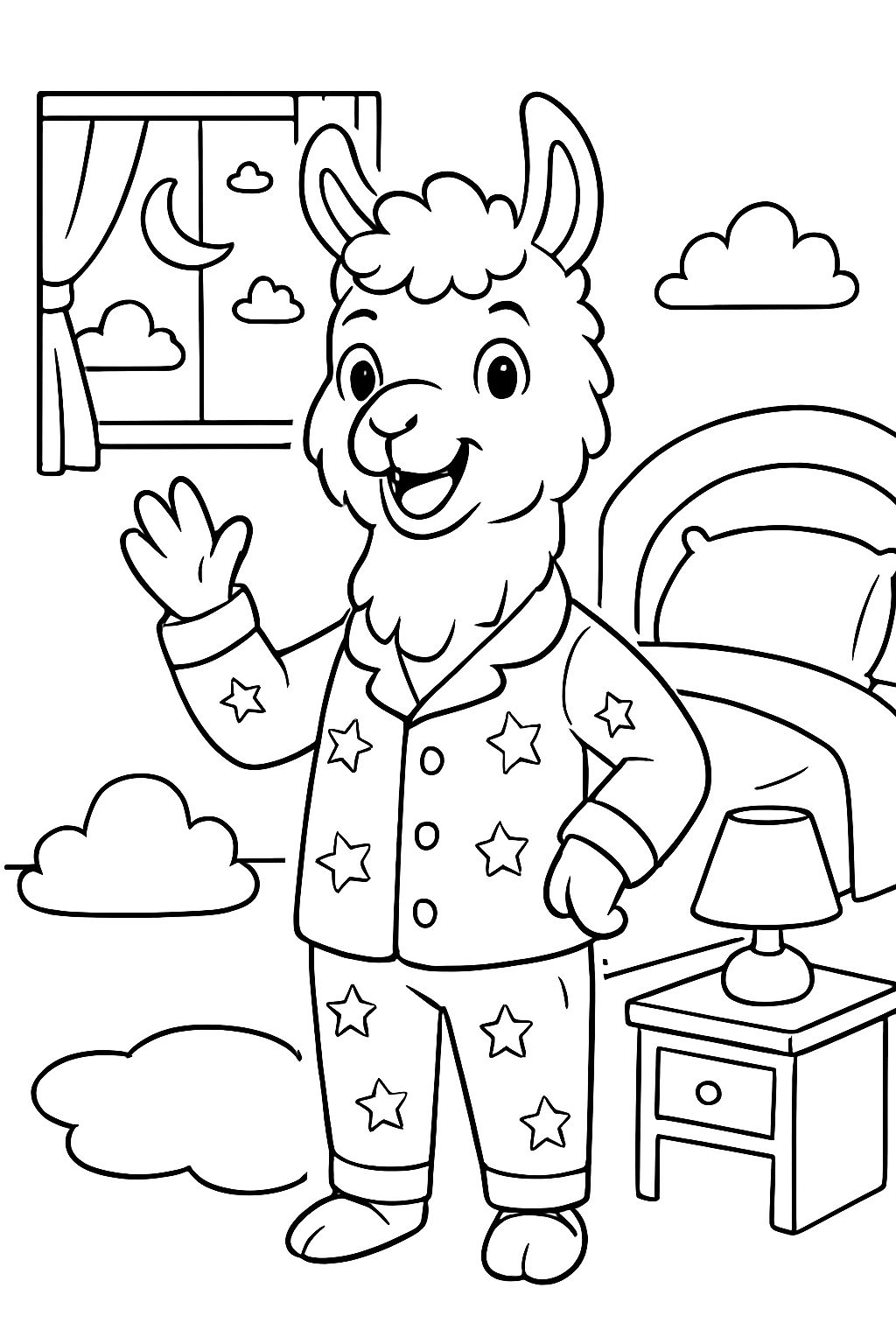 lama usando pijama