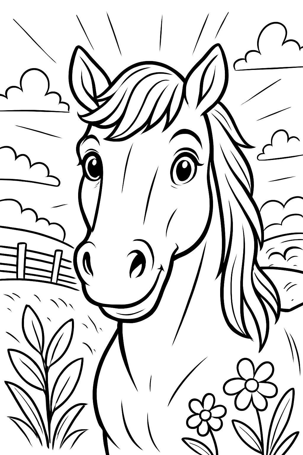 Tête de cheval amicale de face