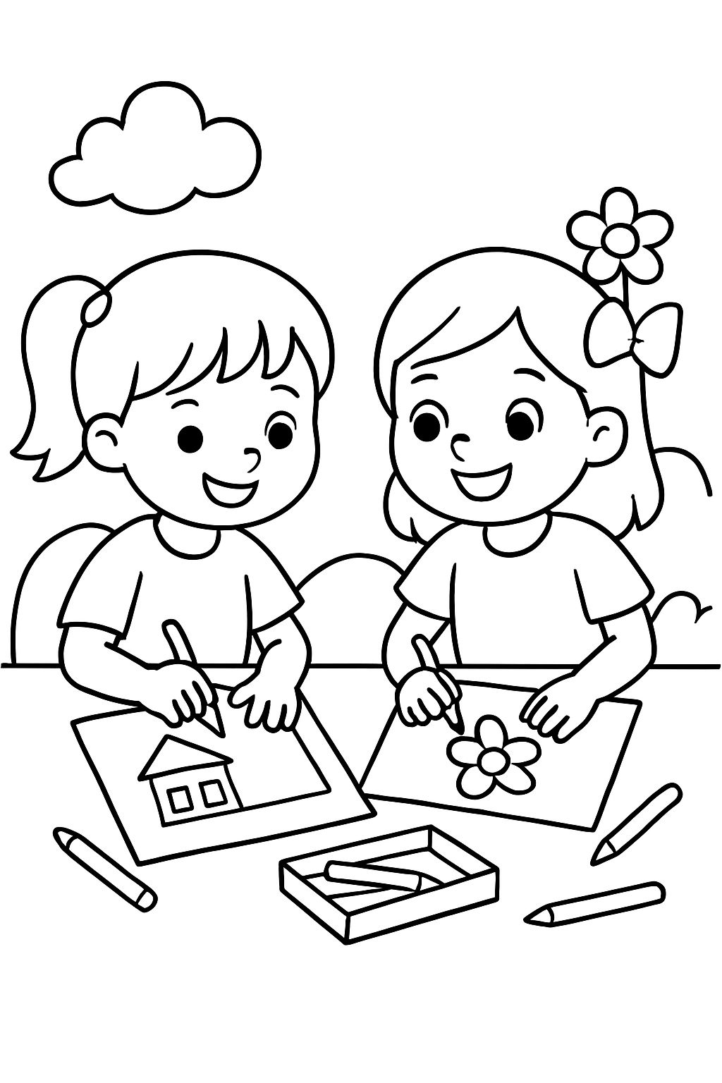 deux copines en train de dessiner deux copines en train de dessiner