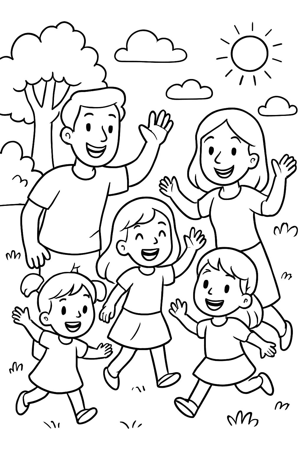 uma família com 3 filhas felizes brincando uma família com 3 filhas felizes brincando