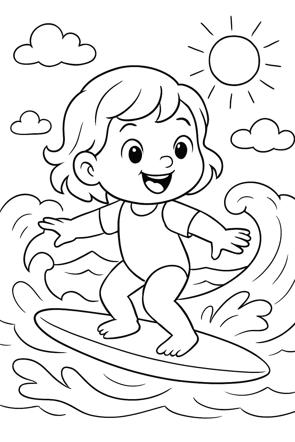 red head 2 yr old girl surfing the ocean