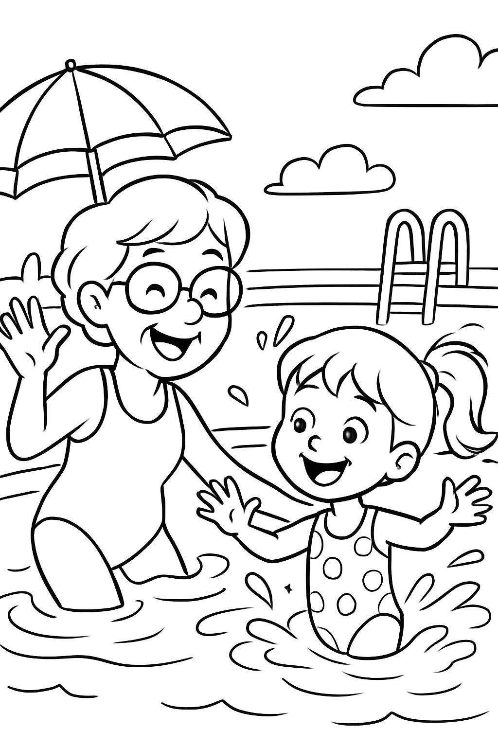 Grandma and granddaughter at the swimming pool Grandma and granddaughter at the swimming pool