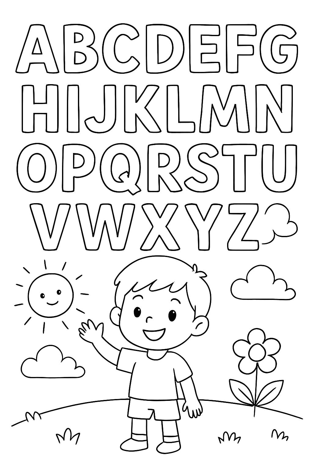 ABCDEFGHIJKLMNOPQRSTUVWXYZ como letras para colorear