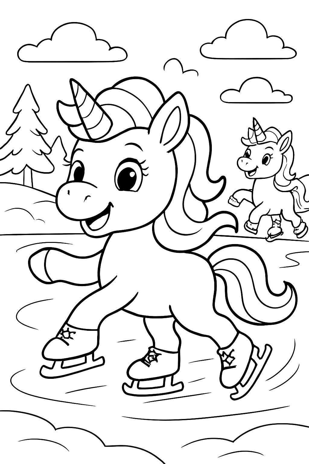 Einhörner die Schlittschuh laufen Einhörner die Schlittschuh laufen