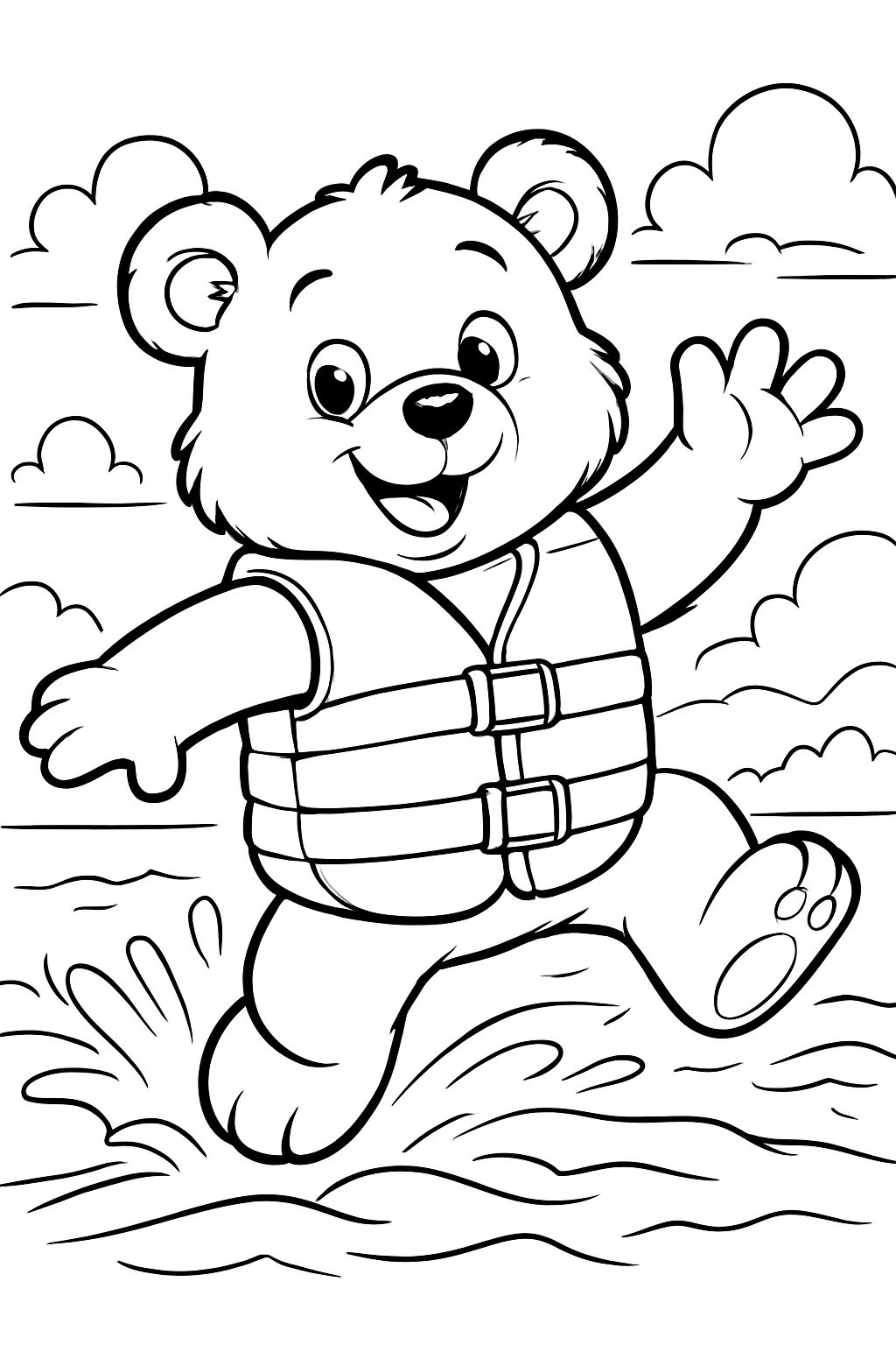 urso de pelúcia com colete salva-vidas