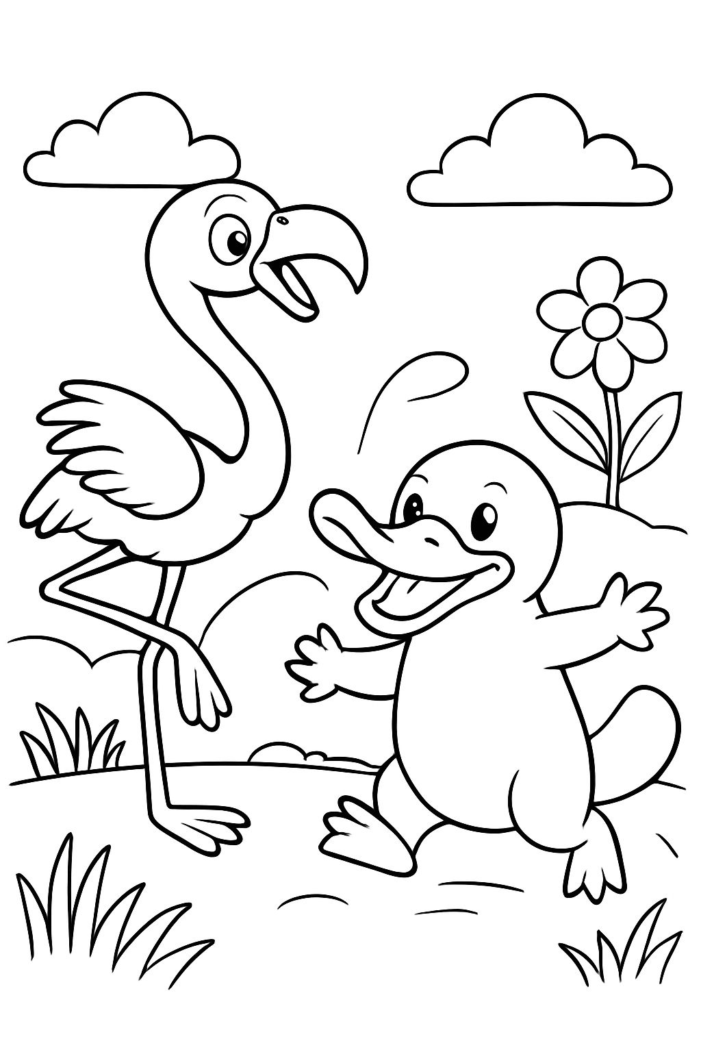 Flamingo and a platypus