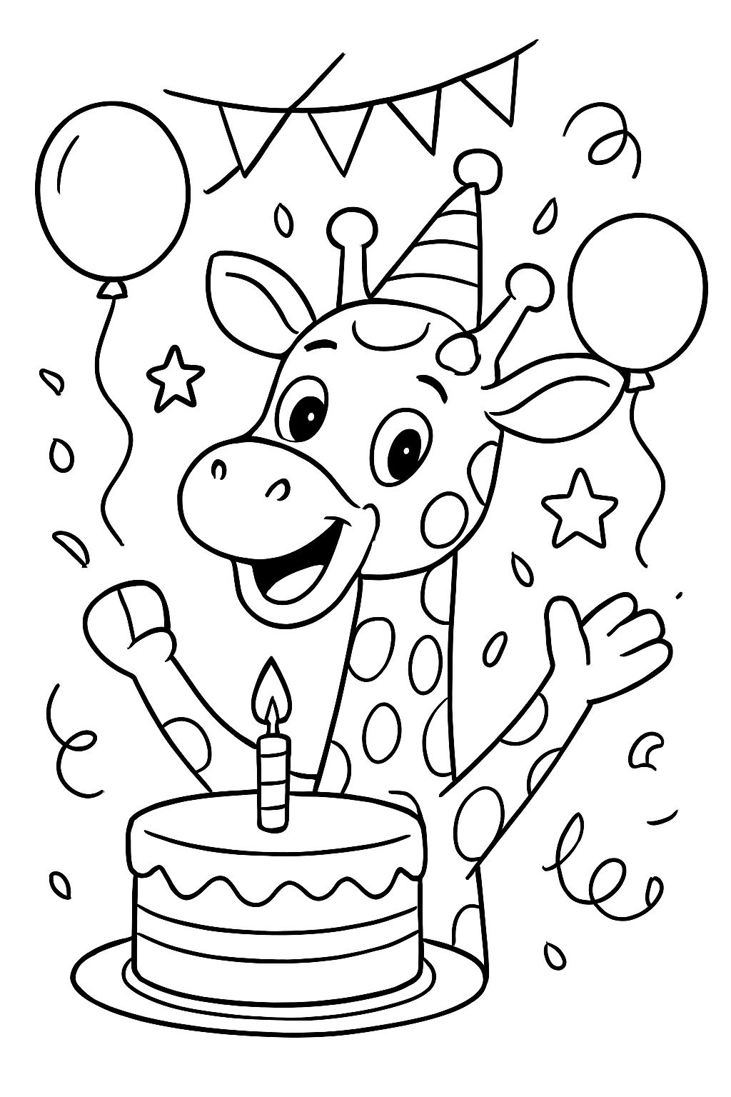 Cabeça de girafa celebra aniversário