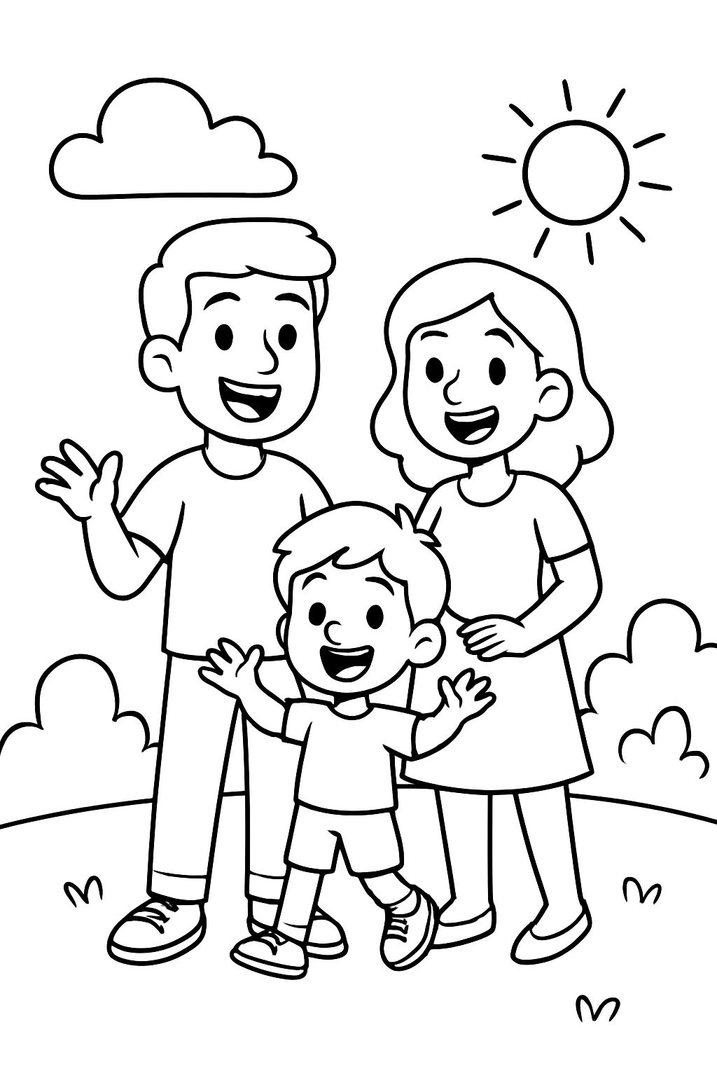 A dad, a mom, and their child