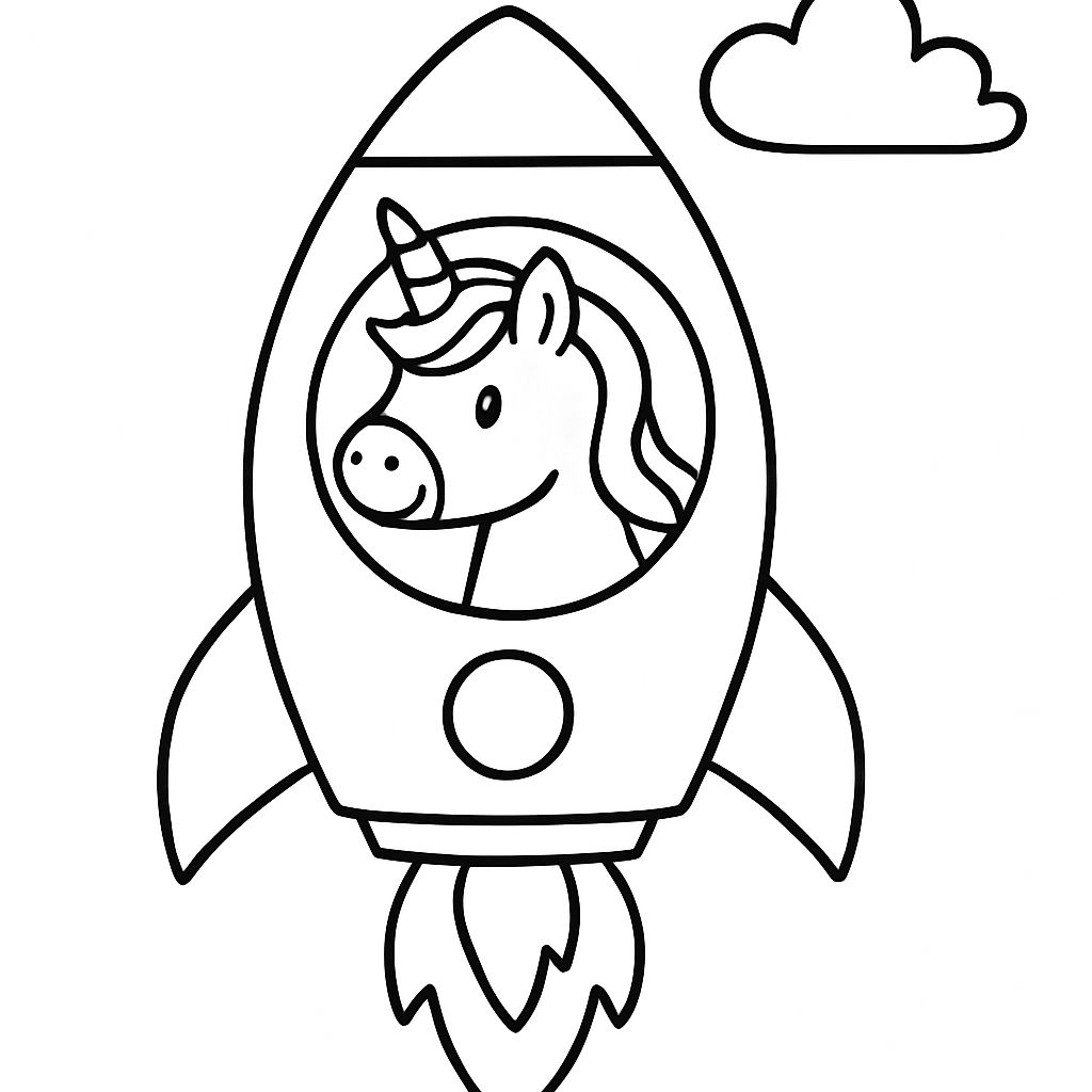 um unicórnio em uma nave espacial