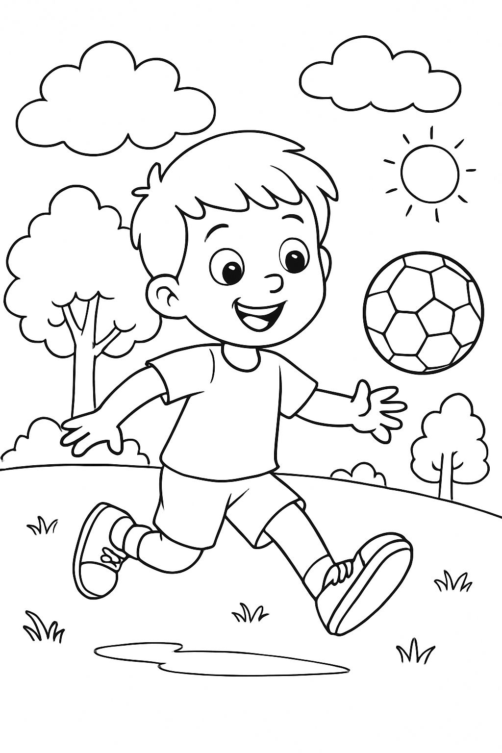 A boy is playing with a ball