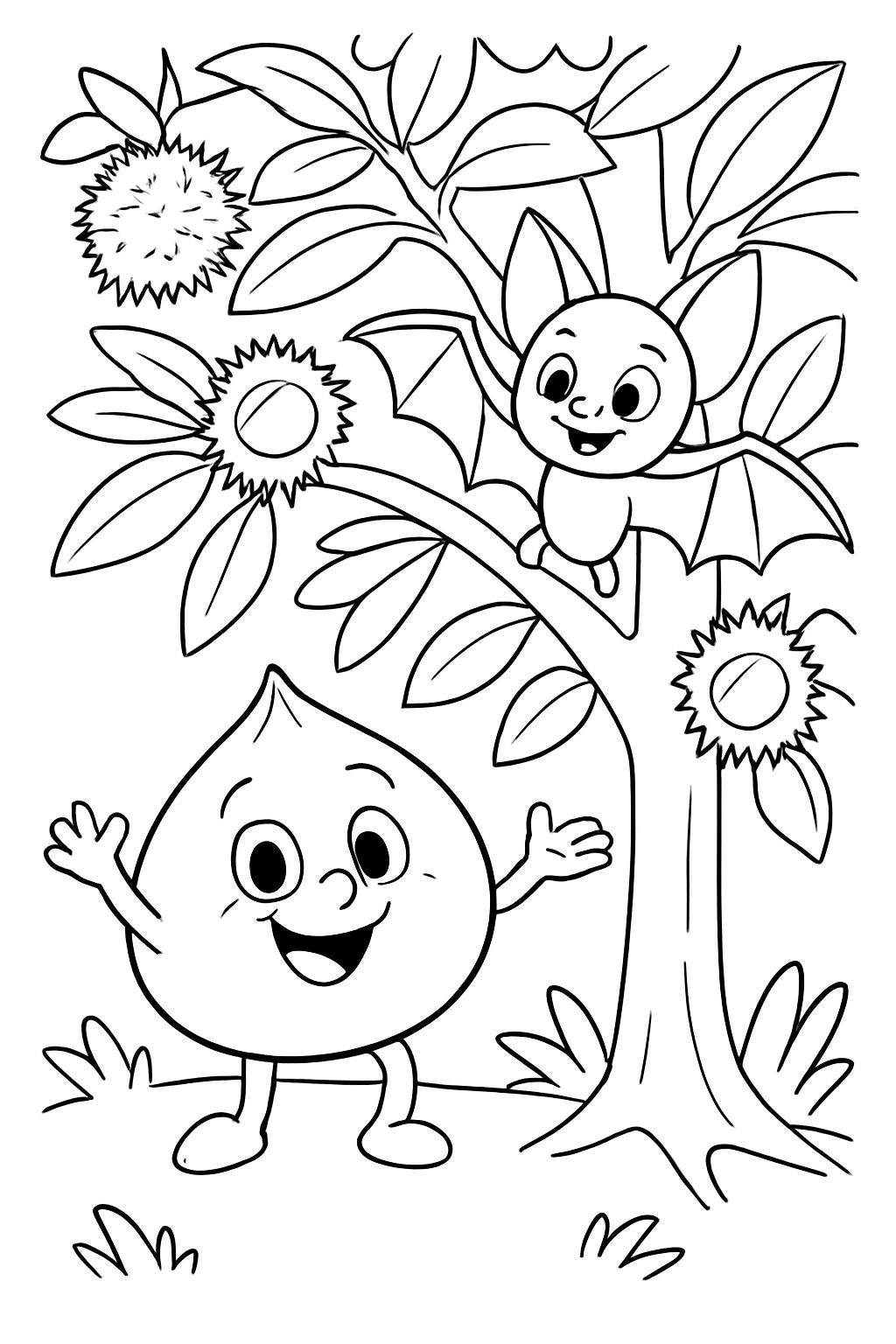 chestnut with bat on sweet chestnut tree