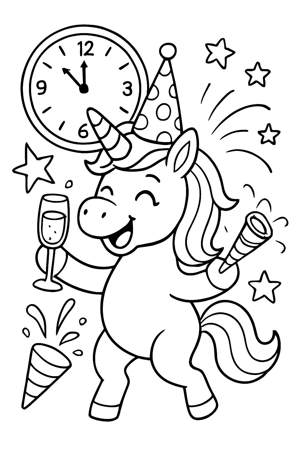 unicorn celebrating new years eve unicorn celebrating new years eve