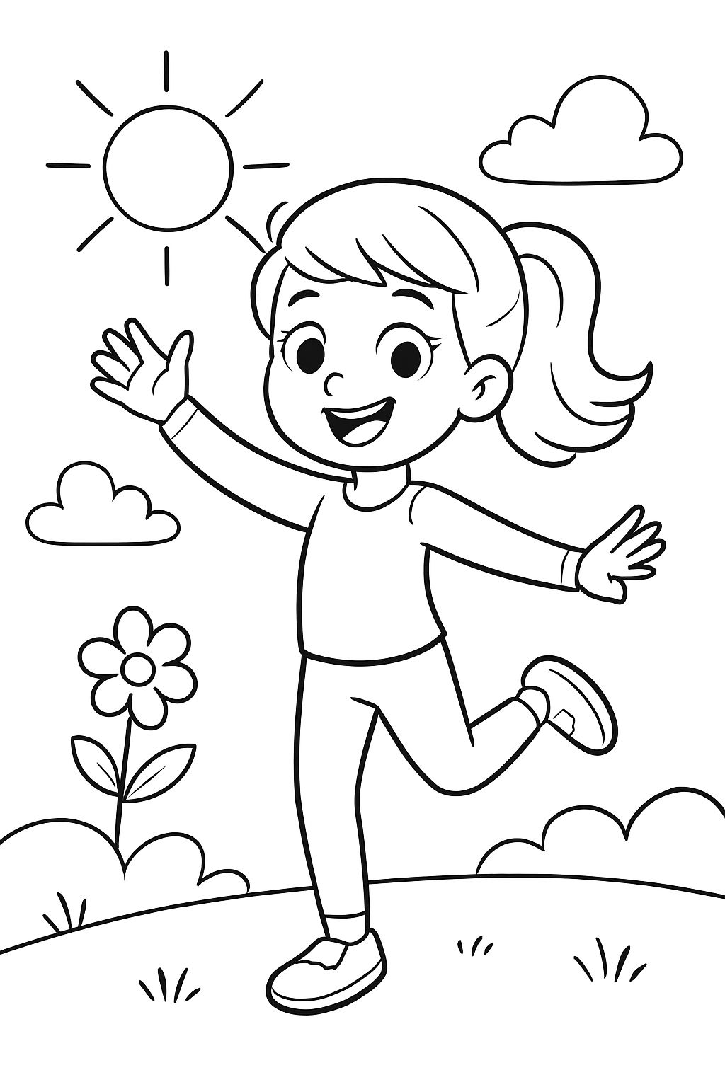 simple outline of a girl in leggings