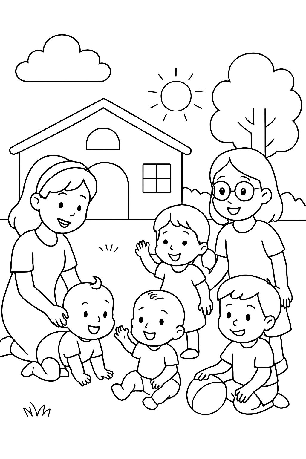 una guardería con bebés y educadores una guardería con bebés y educadores