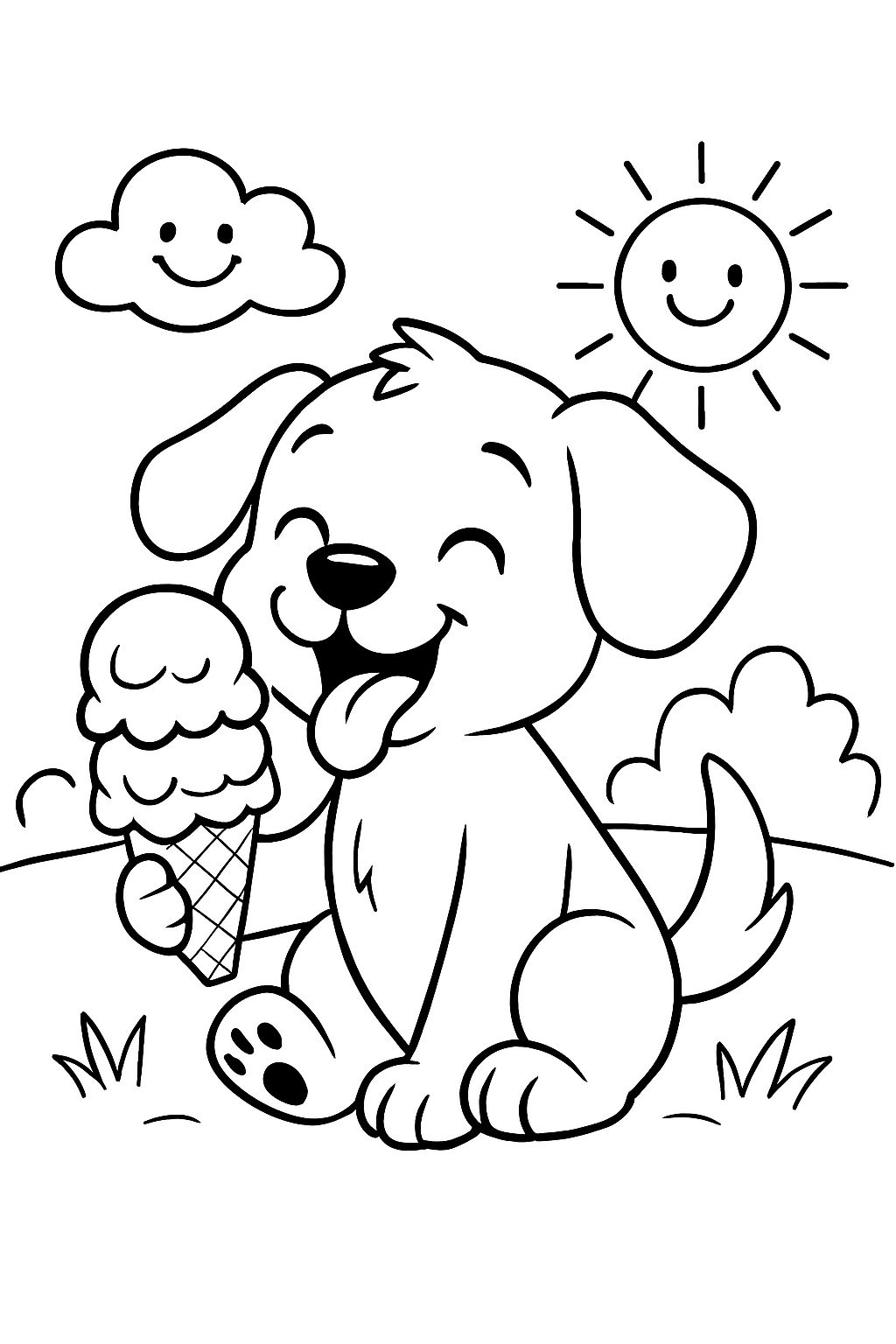 Welpe, der Eiscreme isst Welpe, der Eiscreme isst