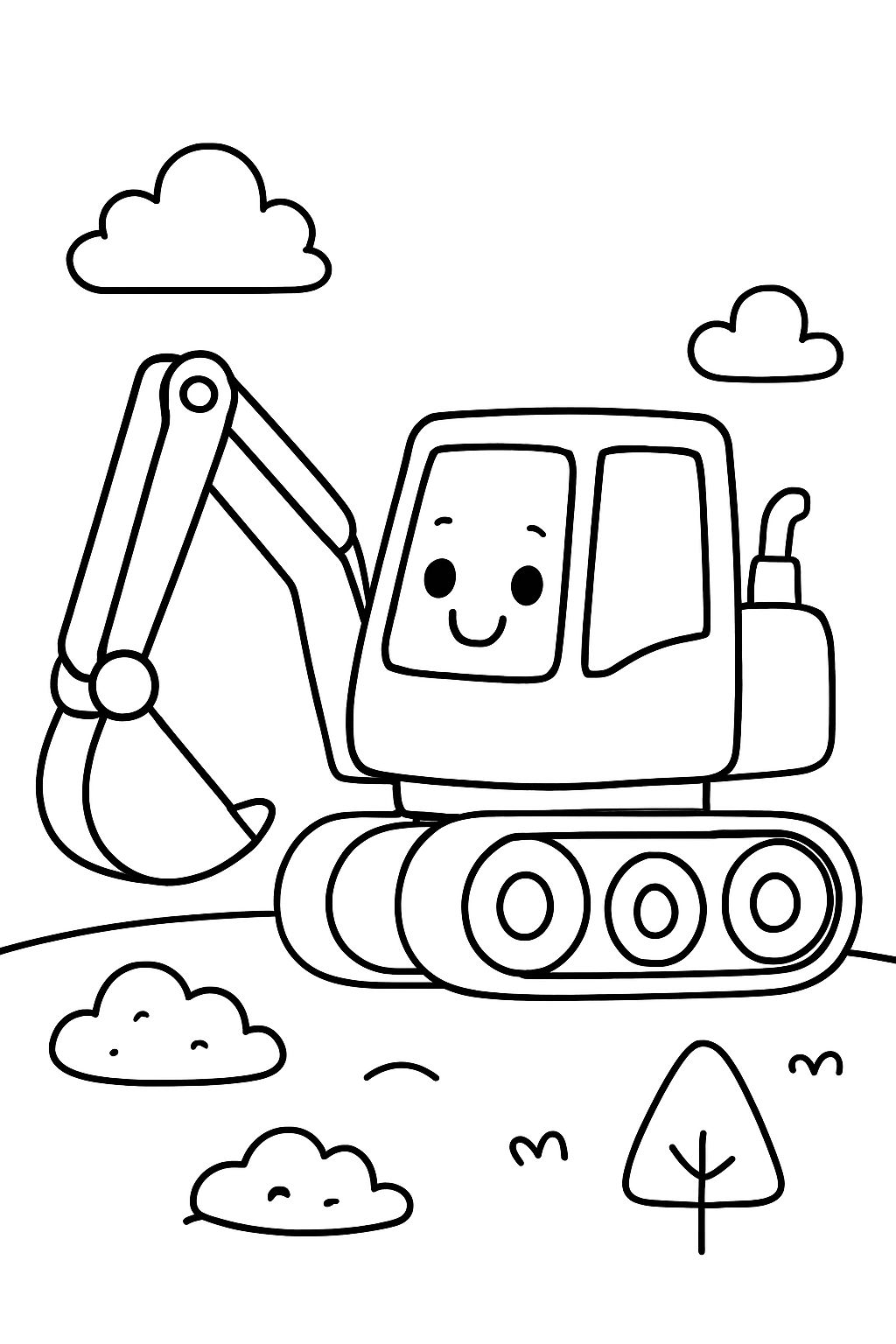 une page à colorier de pelleteuse