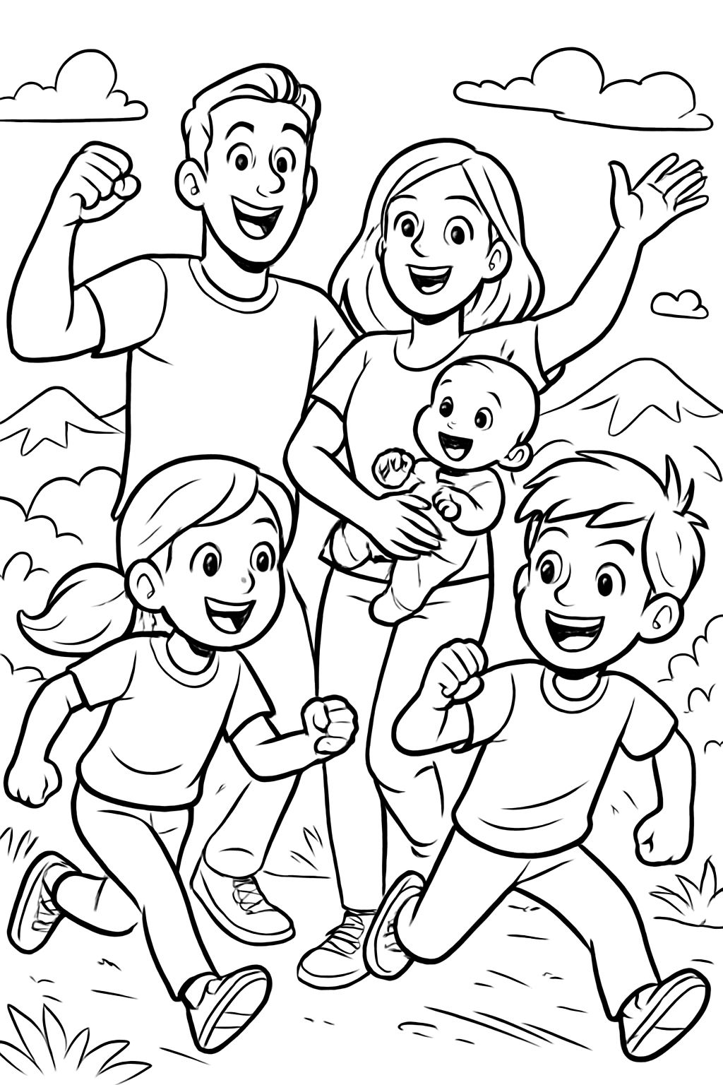 Family dad mom sister 4 years old me 8 years old and baby