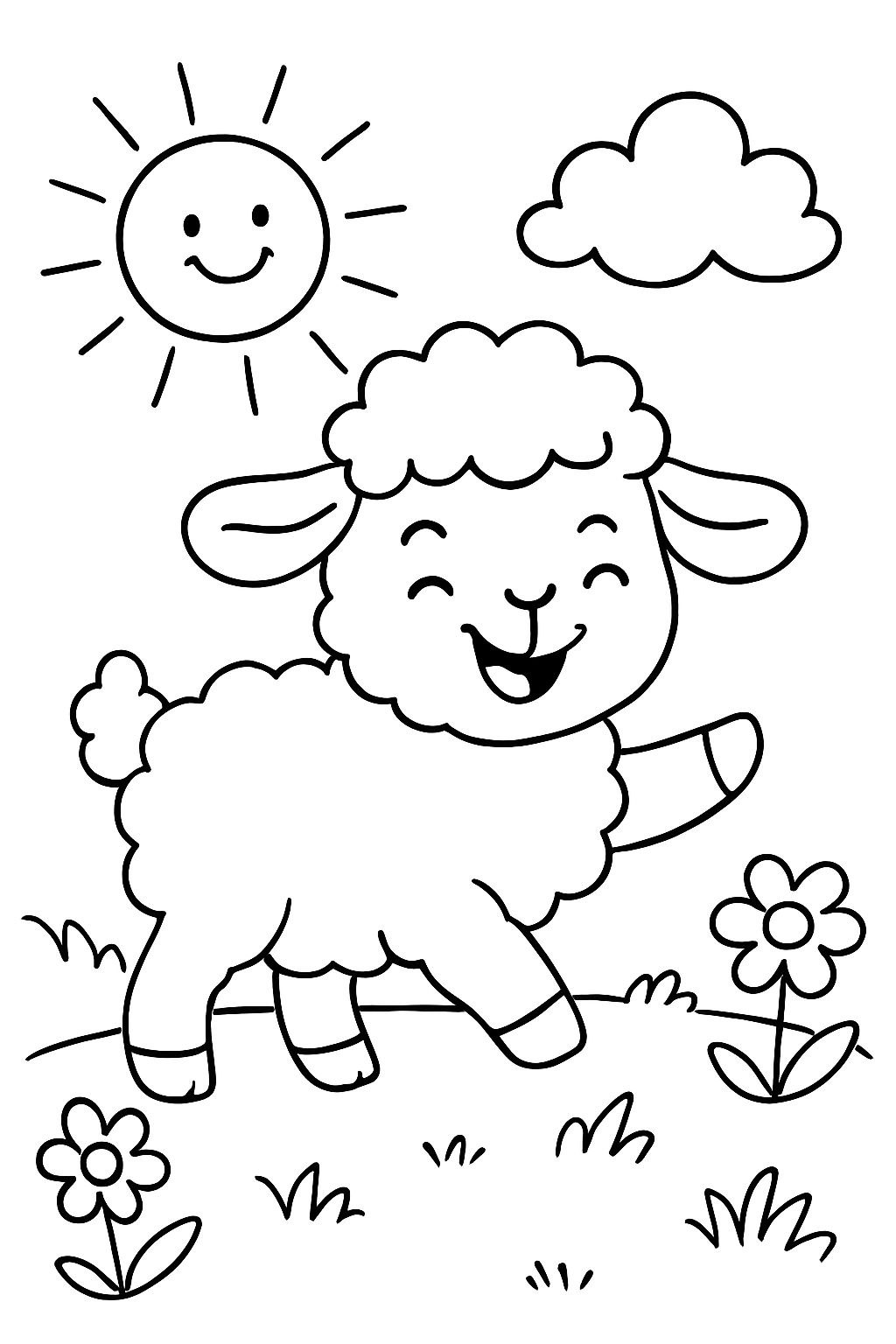 cute smiling white lamb