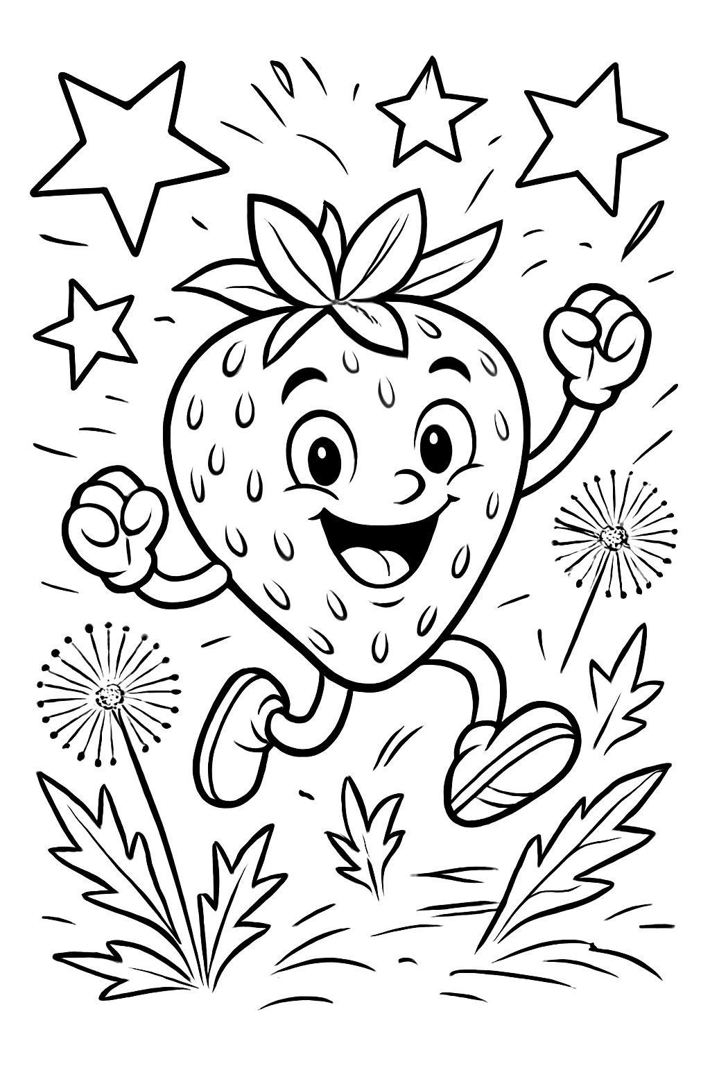 Strawberries stars dandelions