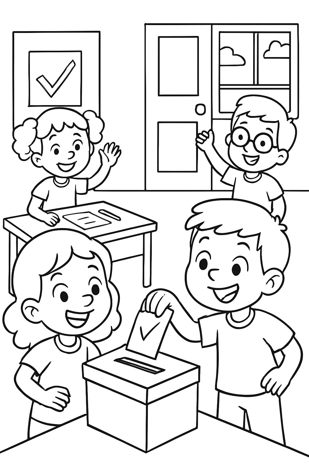 children voting at school