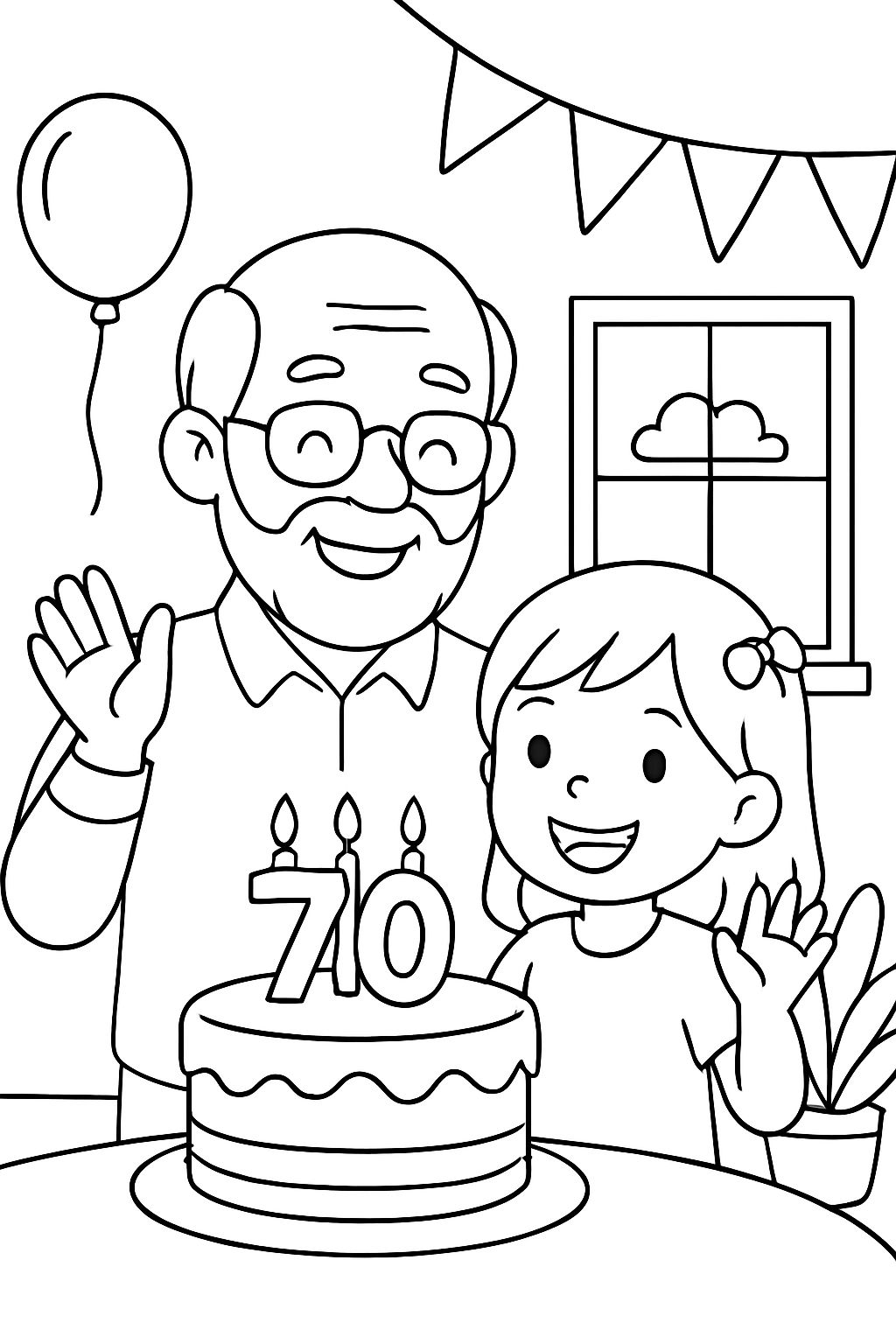 Grandfather celebrates his 70th birthday with granddaughter
