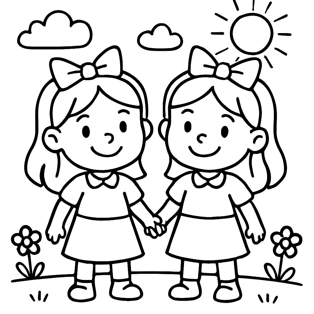  twins Coloring Pages Bubbely