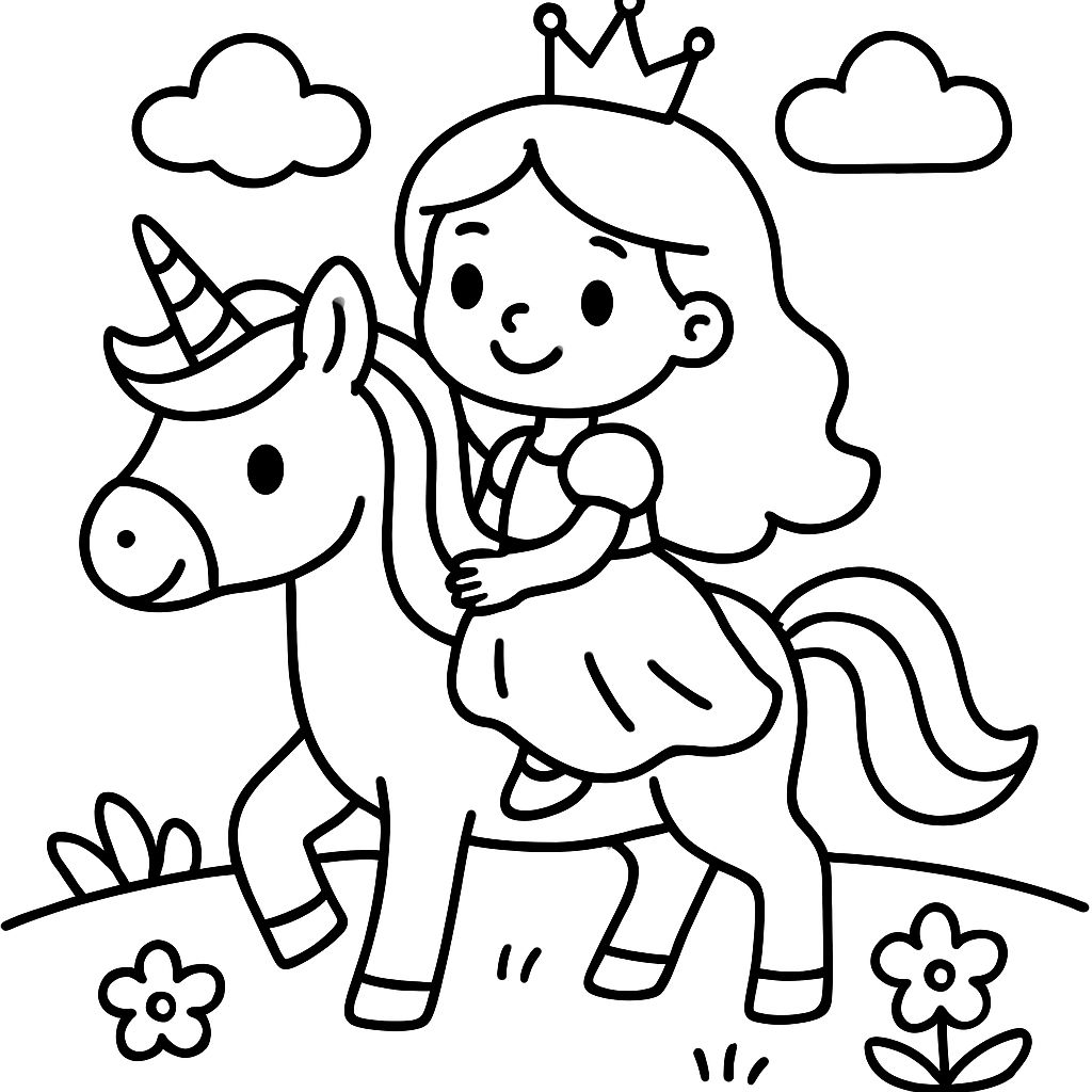 Une princesse assise sur une licorne Une princesse assise sur une licorne