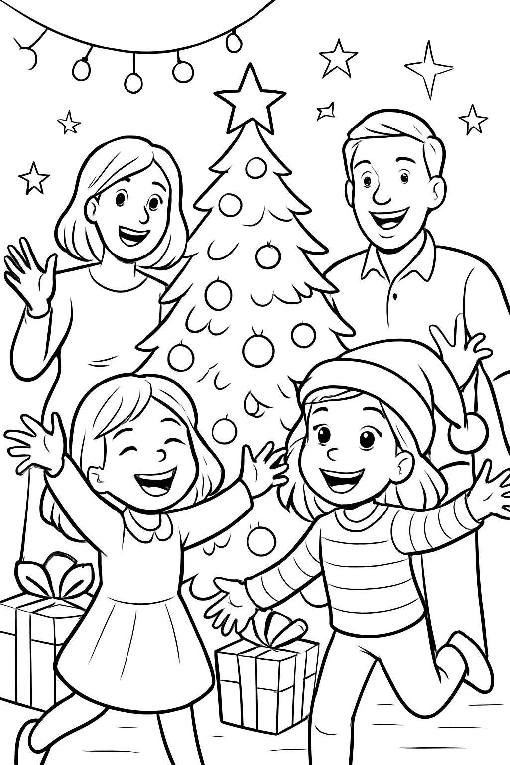 Weihnachten mit zwei mädchen und Eltern Weihnachten mit zwei mädchen und Eltern