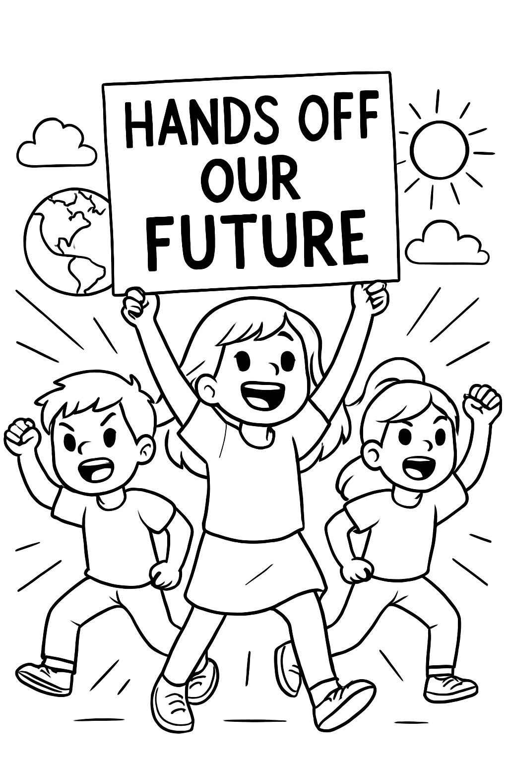 Hands Off Our Future sign