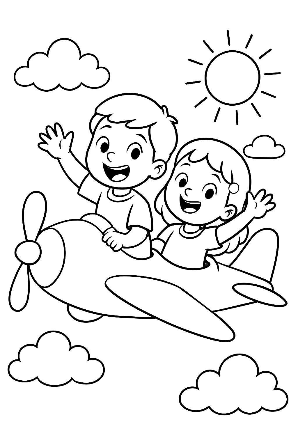 airplane two people looking out